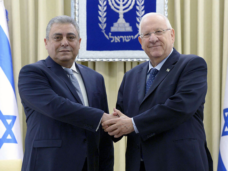 President Rivlin with new Egyptian ambassador to Israel, H.E. Mr. Hazem Ahdy Khairat